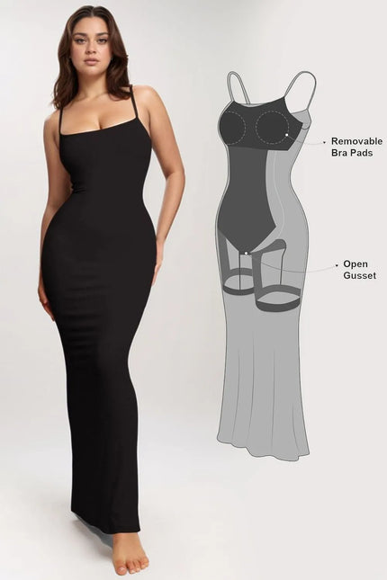 Sleeveless maxi dress with scoop neckline in modal fabric