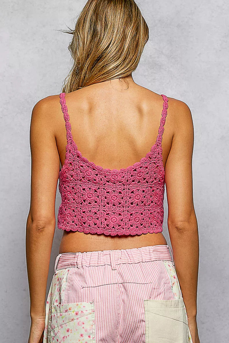 Boho floral lace cami with scalloped neckline detail