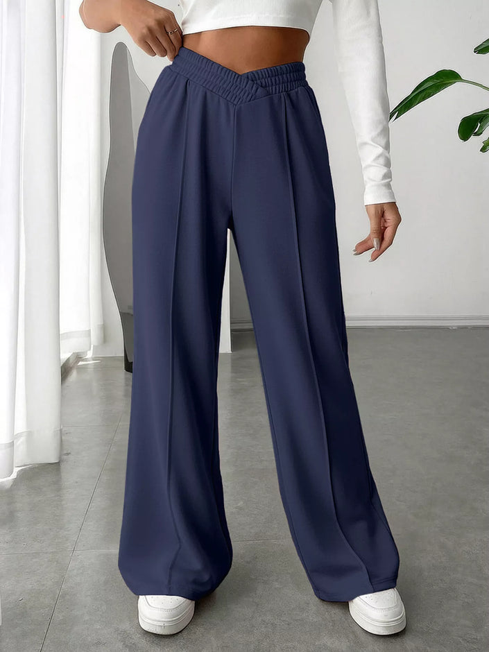 High waist pants with wide leg relaxed style