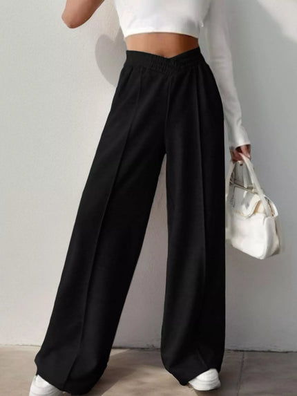 High waist pants with relaxed wide leg fit