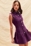 Sleeveless dress in orchid purple with subtle ruffle accents
