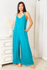 Soft rayon wide-leg jumpsuit with adjustable spaghetti straps
