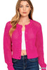Vivid pink crochet cardigan with openwork details and button front