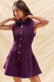 Full-length view of sleeveless dress in orchid purple