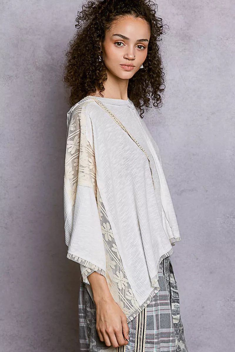 Lightweight hoodie top in relaxed fit with subtle lace details