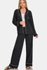 Matching charcoal lounge pants with slight stretch fabric
